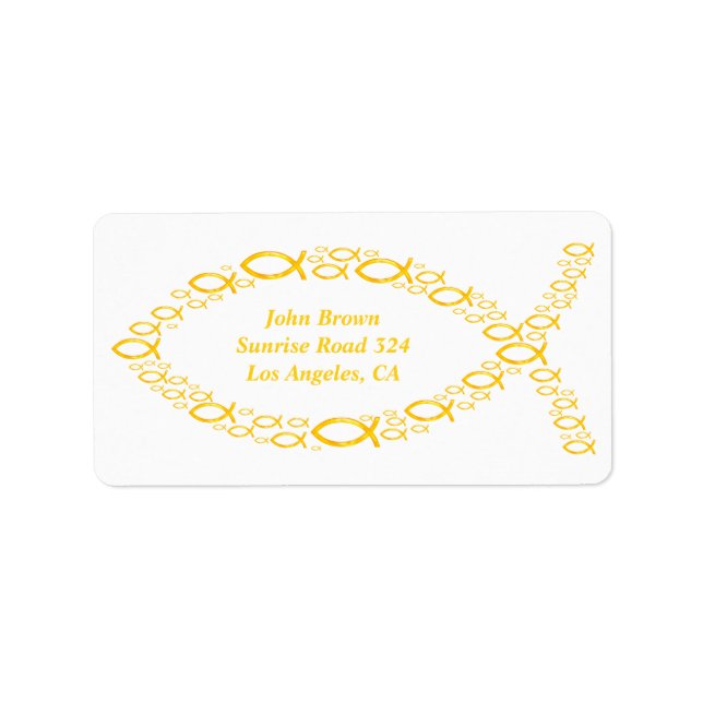 Golden Christian Fishes Adressetikett (Framsidan)