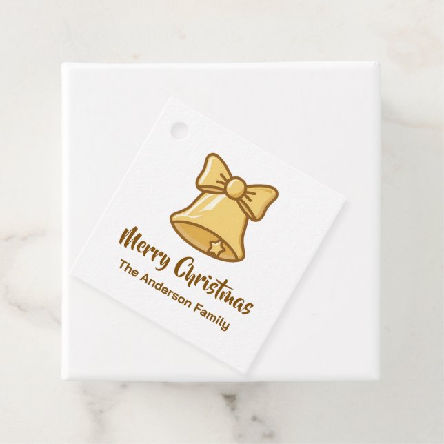 Golden Christmas Bell Icon Gåvor Etiketter (På plats)