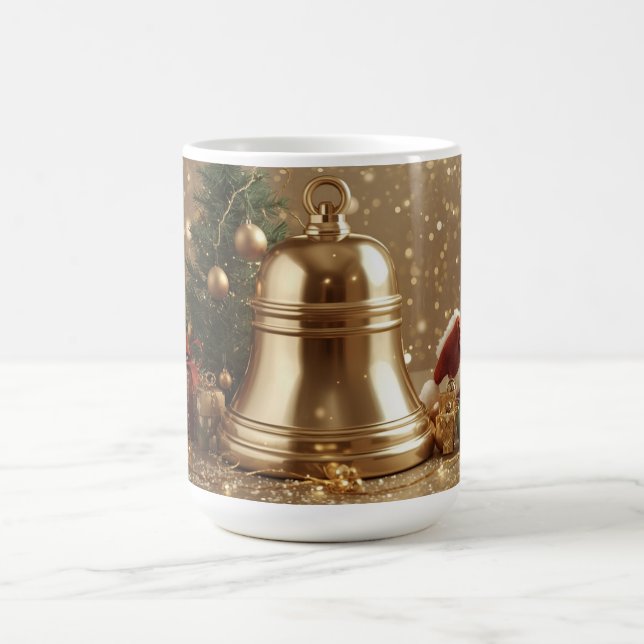 Golden Christmas Bell Mug – Festive Holiday Tree Kaffemugg (Center)