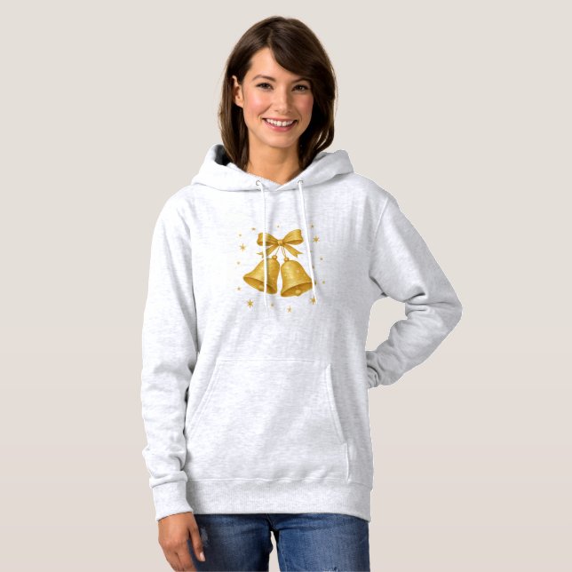 Golden Christmas Bells Hoodie T Shirt (Hel framsida)