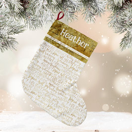 Golden Christmas Name Stocking Stor Julstrumpa