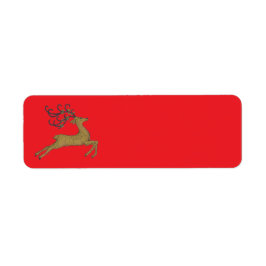 GOLDEN CHRISTMAS REINDEER RETURADRESS ETIKETT