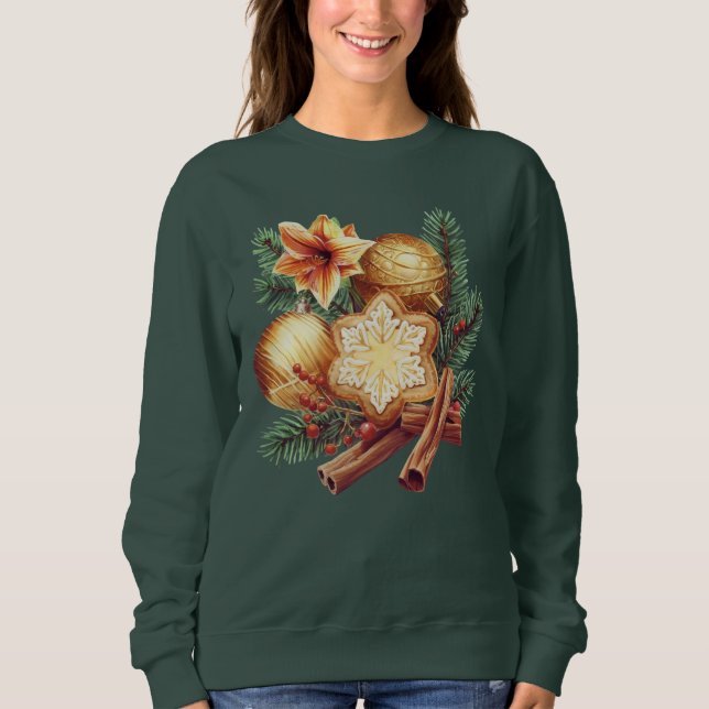 Golden Christmas Star with Cinnamon T Shirt (Framsida)