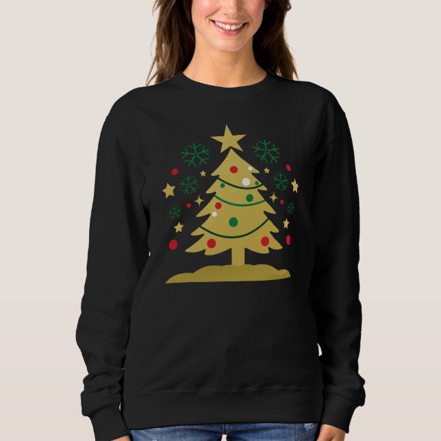 Golden Christmas Tree Art T Shirt (Framsida)