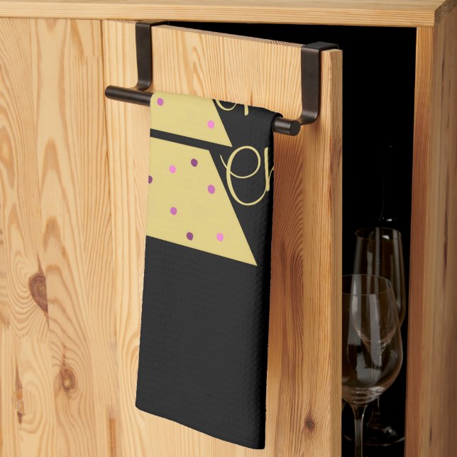 Golden Christmas Tree Kökshandduk (Thirds Fold)