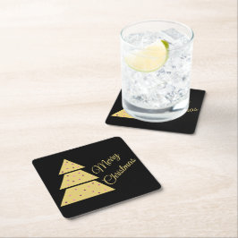 Golden Christmas Tree Paper Coaster Underlägg Papper Kvadrat