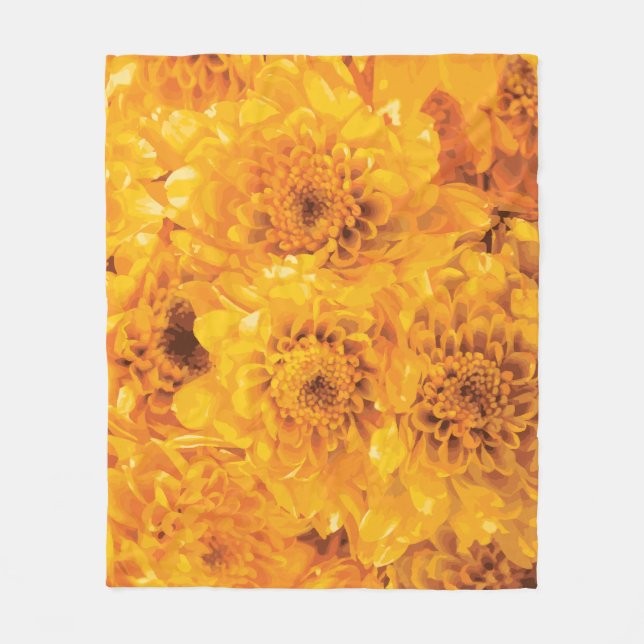 Golden Chrysanthemum Bouquet Blanket Fleecefilt (Framsidan)