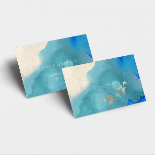 Golden Circle Blue Cobalt Butterfly Watercolor Visitkort
