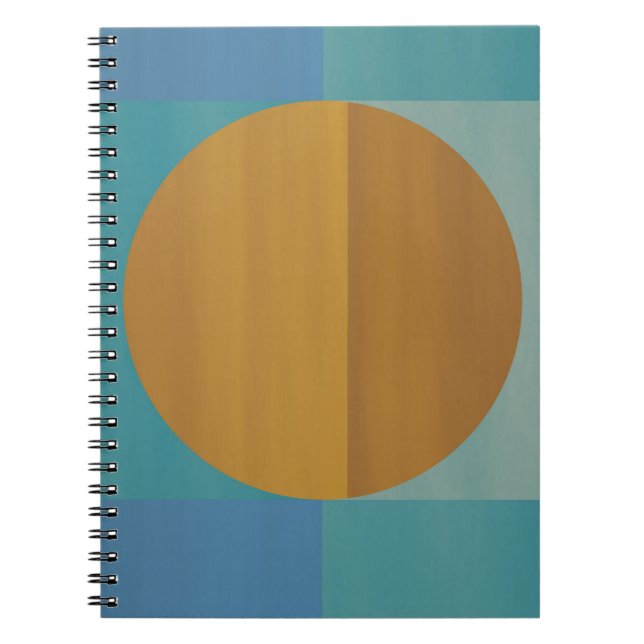 Golden Circle Teal Blue Geometric Notebook Anteckningsbok (Framsidan)