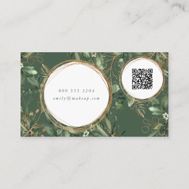 Golden Circles Eucalyptus Elegant QR CODE LOGOTYP Visitkort (Baksida)