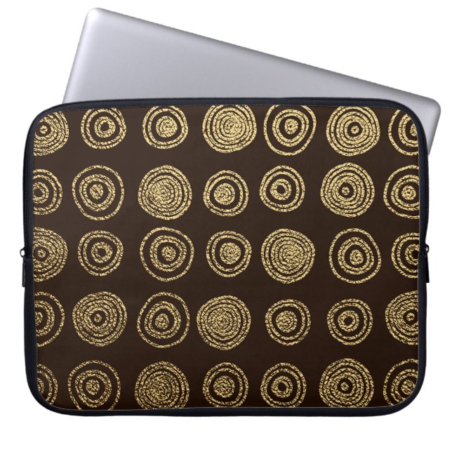 Golden Circles: Hand plockade Mönster Laptop Fodral (Framsidan)