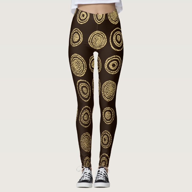 Golden Circles: Hand plockade Mönster Leggings (Framsida)