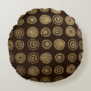 Golden Circles: Hand plockade Mönster Rund Kudde