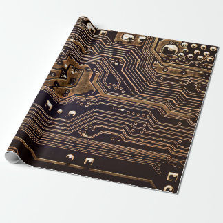 Golden circuit board. Electronic computer hardware Presentpapper