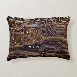 Golden circuit board. Electronic computer hardware Prydnadskudde