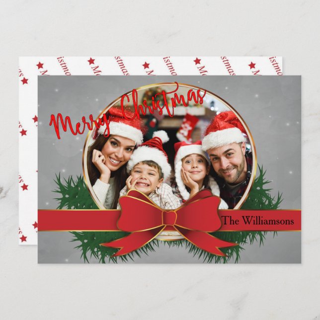 Golden Circular Ram med Red Bow Photo (Fram/baksida)