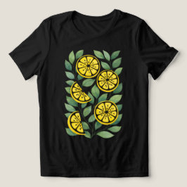 Golden Citrus Kvinnors Abstrakt Citron T‑Shirt T Shirt