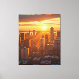 Golden City Sunset - Urban Skyline Silhouette Art Canvastryck