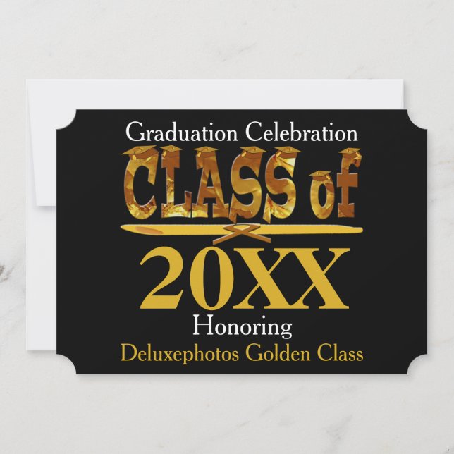 Golden Class of Year Grads Firande Inbjudan (Framsida)