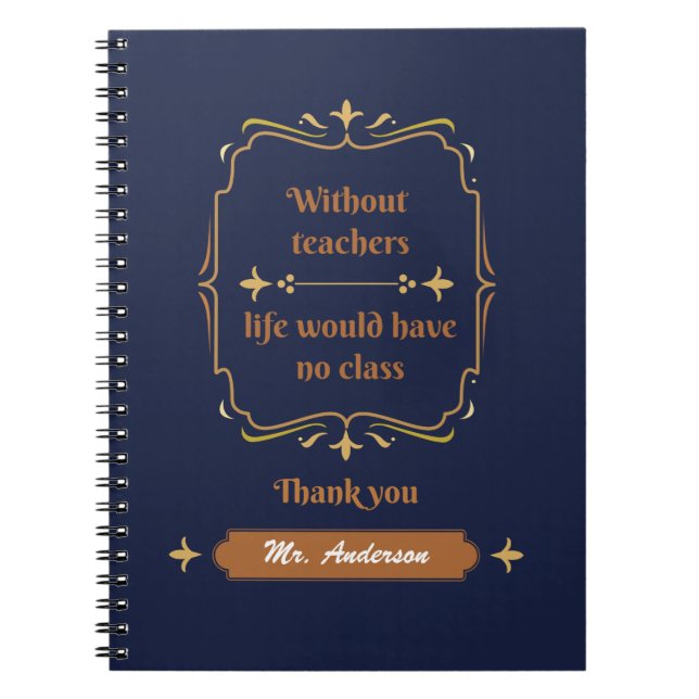 Golden Classic Teacher-uppskattning Anteckningsbok (Framsidan)