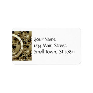Golden Clocks and Gears Steampunk Mechanifts Gifts Adressetikett