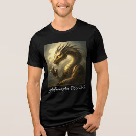 Golden Clockwork Dragon Fantasy Art  T Shirt
