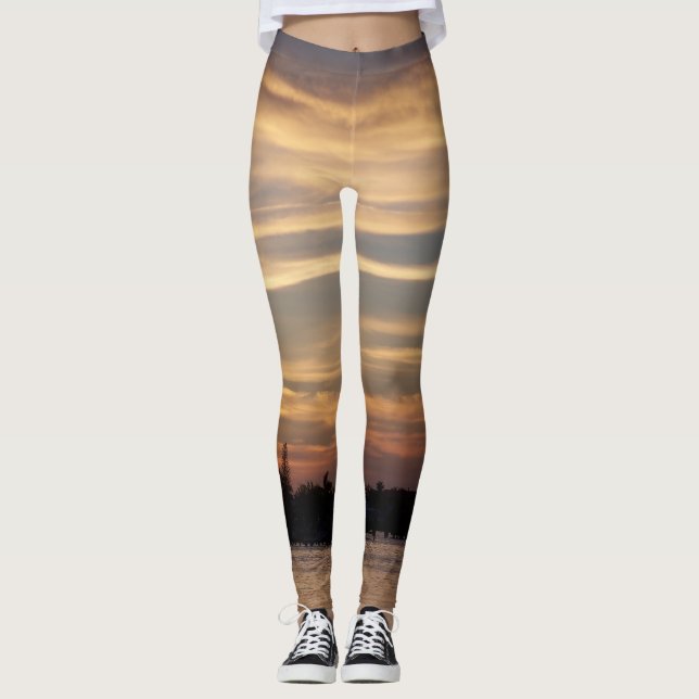 Golden cloudy Florida Nycklar Sunset Leggings (Framsida)