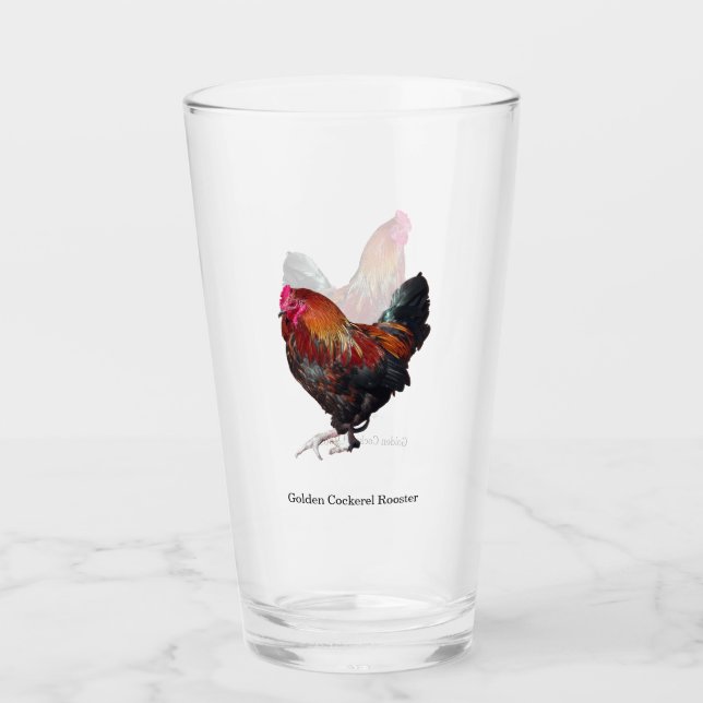 Golden Cockerel Rooster glass Glaskopp (Framsida)