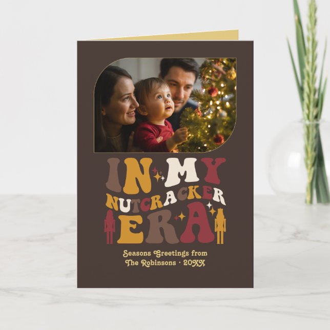 Golden Cocoa Fun Retro Christmas Photos Helgkort (Framsida)