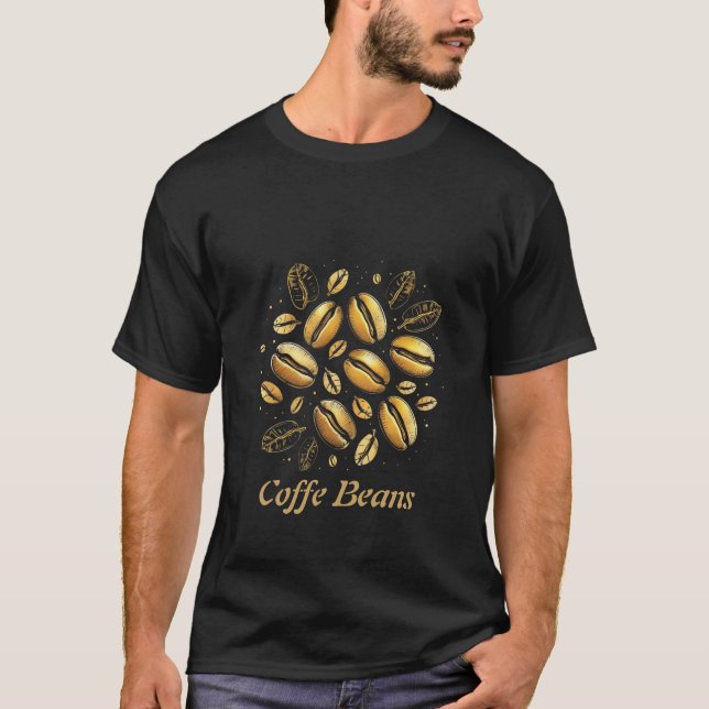 Golden Coffee Beans T-Shirt - Luxurious Black & Go (Framsida)