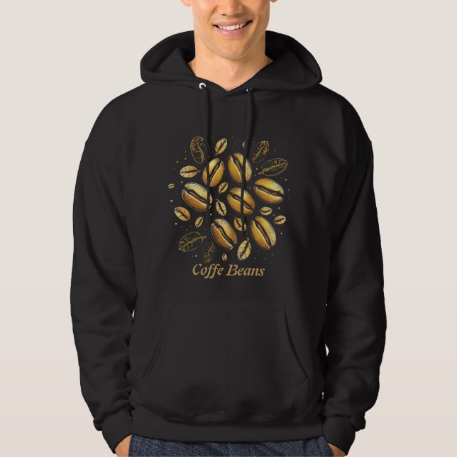 Golden Coffee Beans T-Shirt - Luxurious Black & Go Hoodie (Framsida)