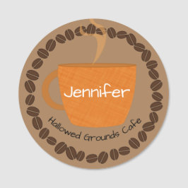 Golden Coffee Kopp och Coffee Beans Namnbricka