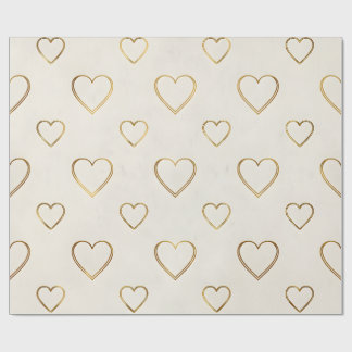 Golden color heart wrapping paper presentpapper