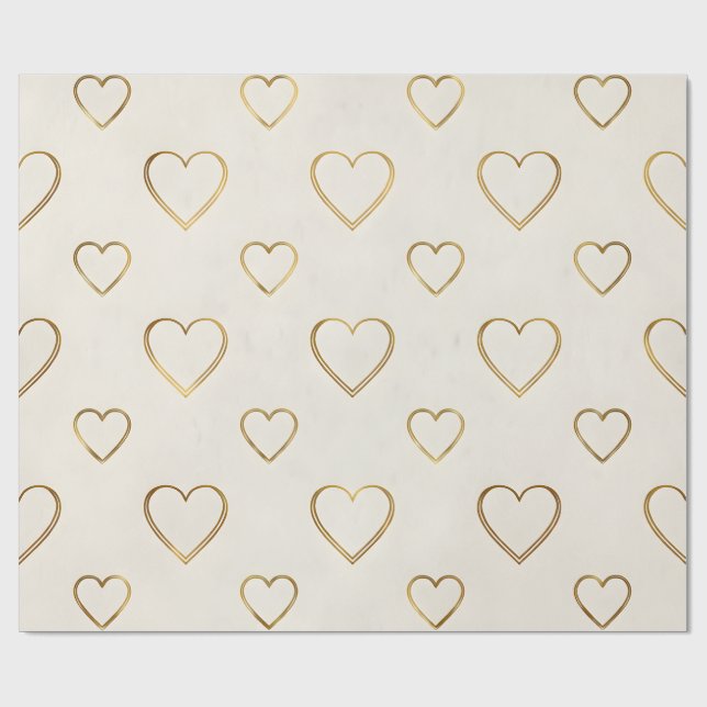 Golden color heart wrapping paper presentpapper (Platt)