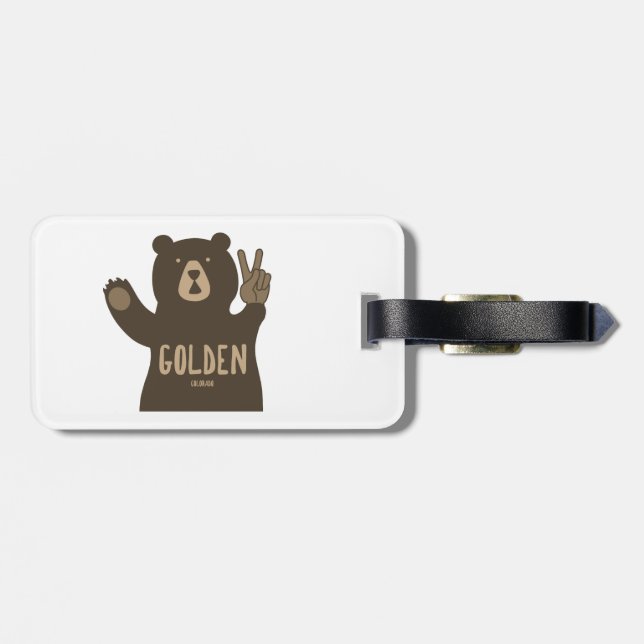 Golden Colorado Peace Bear Bagagebricka (Baksida Vågrät)