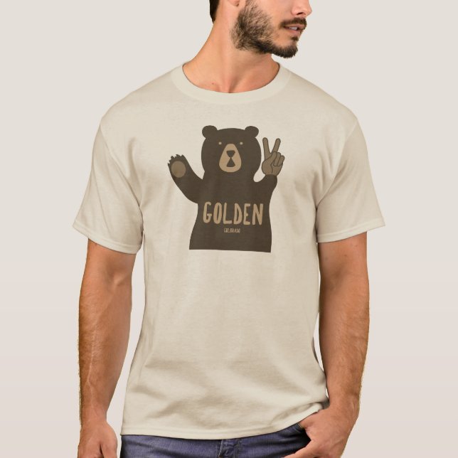 Golden Colorado Peace Bear T Shirt (Framsida)