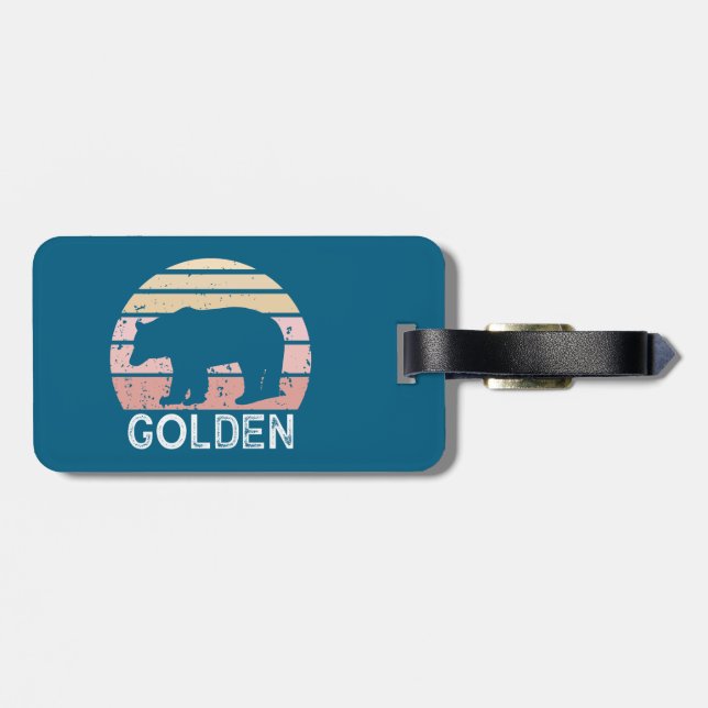 Golden Colorado Retro Bear Bagagebricka (Baksida Vågrät)