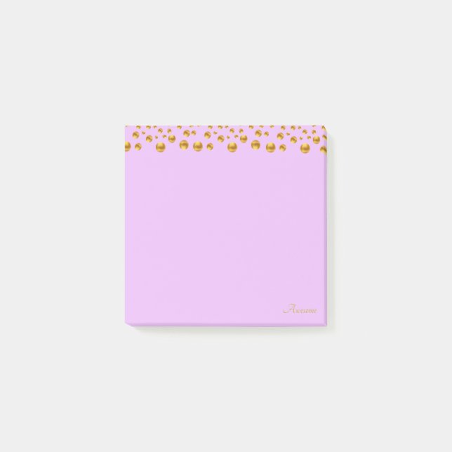 Golden Confetti & Calligraphy on Violet Post-it Block (Framsida)