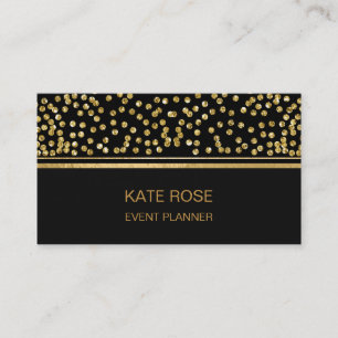 Golden Confetti Glam Golden Black Vip Visitkort