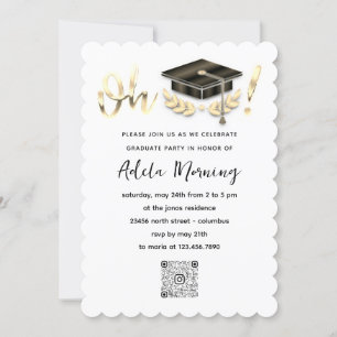 Golden Confetti Student Party QR kod White Inbjudningar