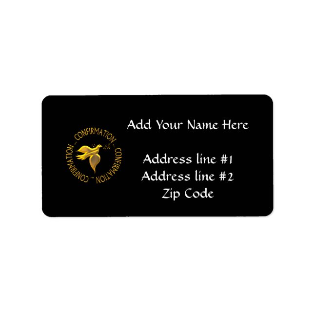 Golden Confirmation och Heliga Spirit Adressetikett (Framsidan)