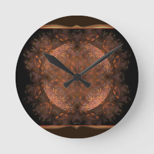 Golden Copper Abstrakt Shimmer Rund Klocka