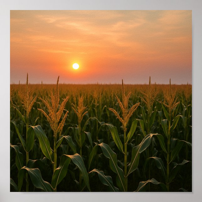 Golden Cornfield Sunset Background Poster (Framsidan)