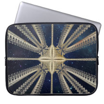 Golden Cosmic Chains Fractal Laptop sleeve