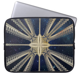 Golden Cosmic Chains Fractal Laptop sleeve