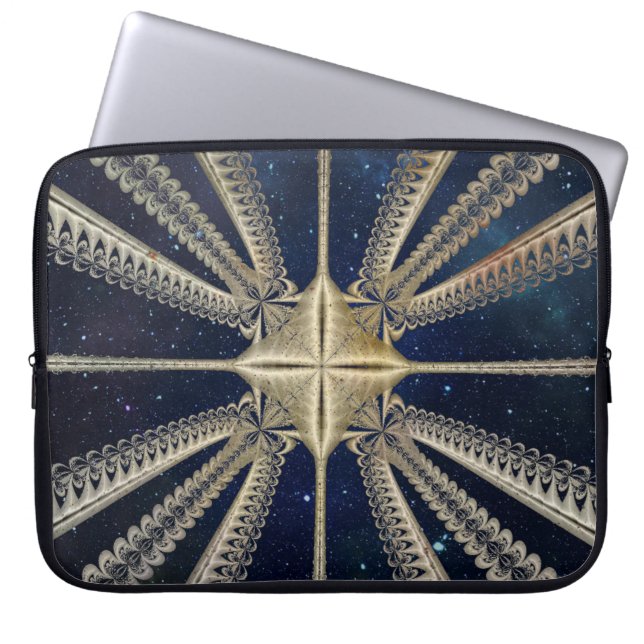Golden Cosmic Chains Fractal Laptop sleeve (Framsidan)