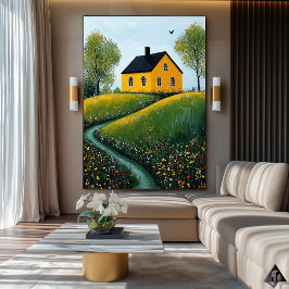 Golden Cottage Retreat - Naïf Mysigt Countryside A Poster