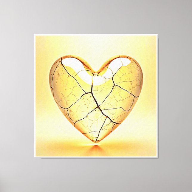 Golden Cracked Heart Art Canvastryck (Framsida)