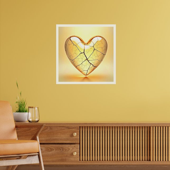 Golden Cracked Heart Art Poster (Vardagsrum 2)