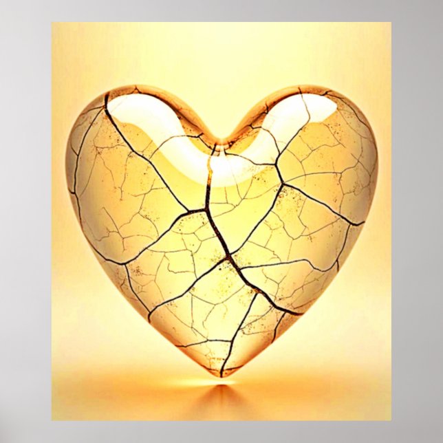 Golden Cracked Heart Art Poster (Framsidan)